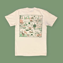 Load image into Gallery viewer, Back of cream Opal Atlas desert road trip T-shirt with large illustrated Mojave and Colorado Desert map graphic.