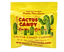 Load image into Gallery viewer, Yellow single serving package of Cactus Candy from Cactus Candy Company with cactus illustrations.
